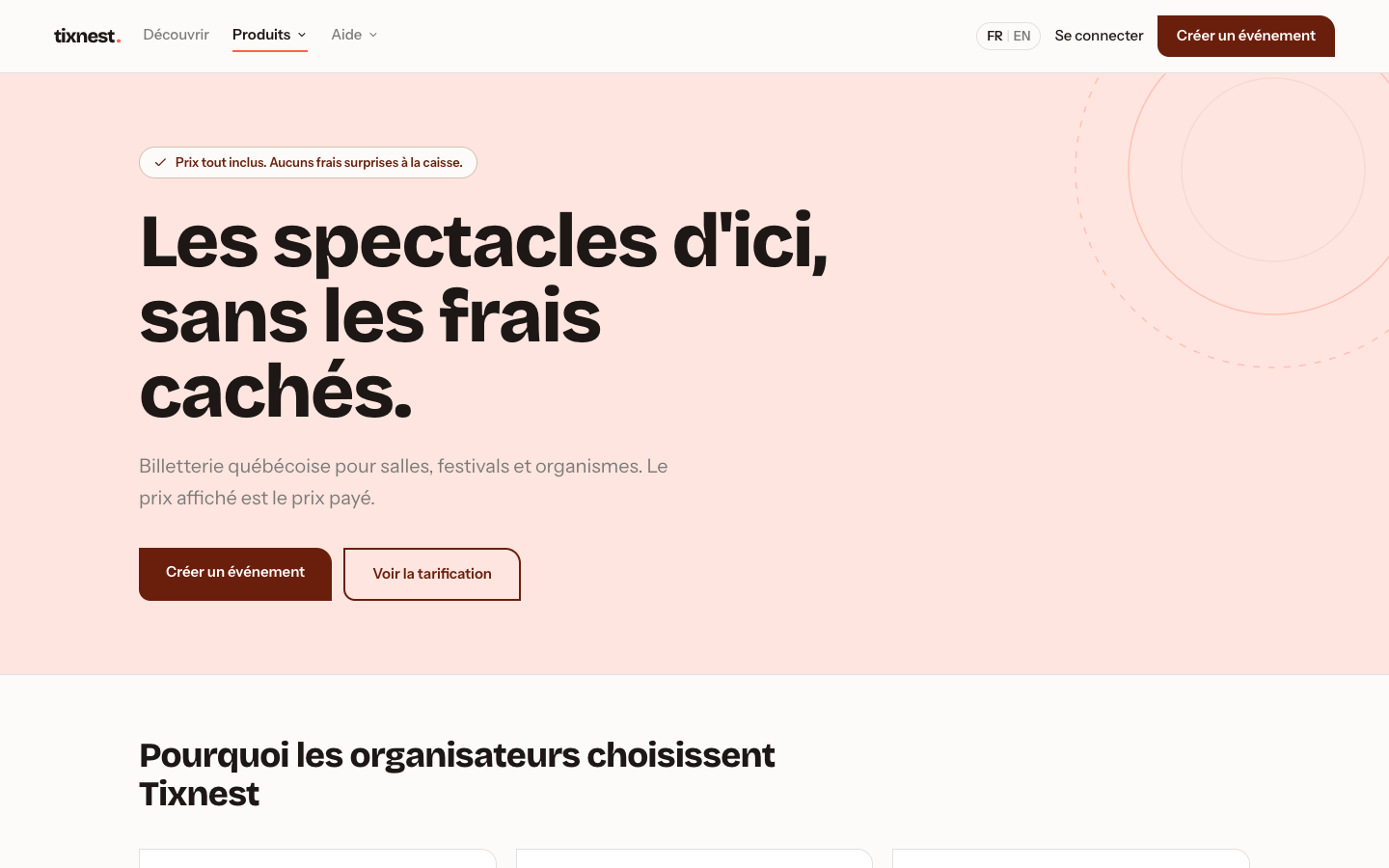Page organisateur de Tixnest